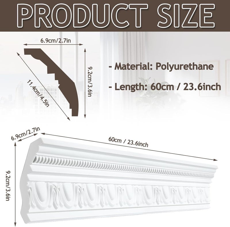 Marsui 8 Pcs Ceiling Crown Molding Trim 4-1/2 Inch Face x 189 in Long Total Decorative Ceiling Crown Moulding Trim Installed with Glue (Not Included) Luxe Style Decor (Elegant Style) - Image 2